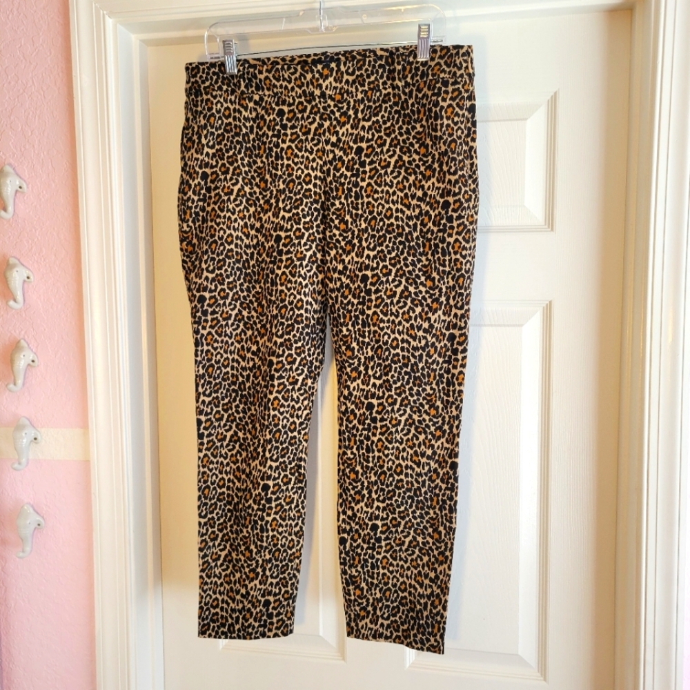 J.Crew Leopard Print Winnie Pants Size‎ 12 office casual Animal Print